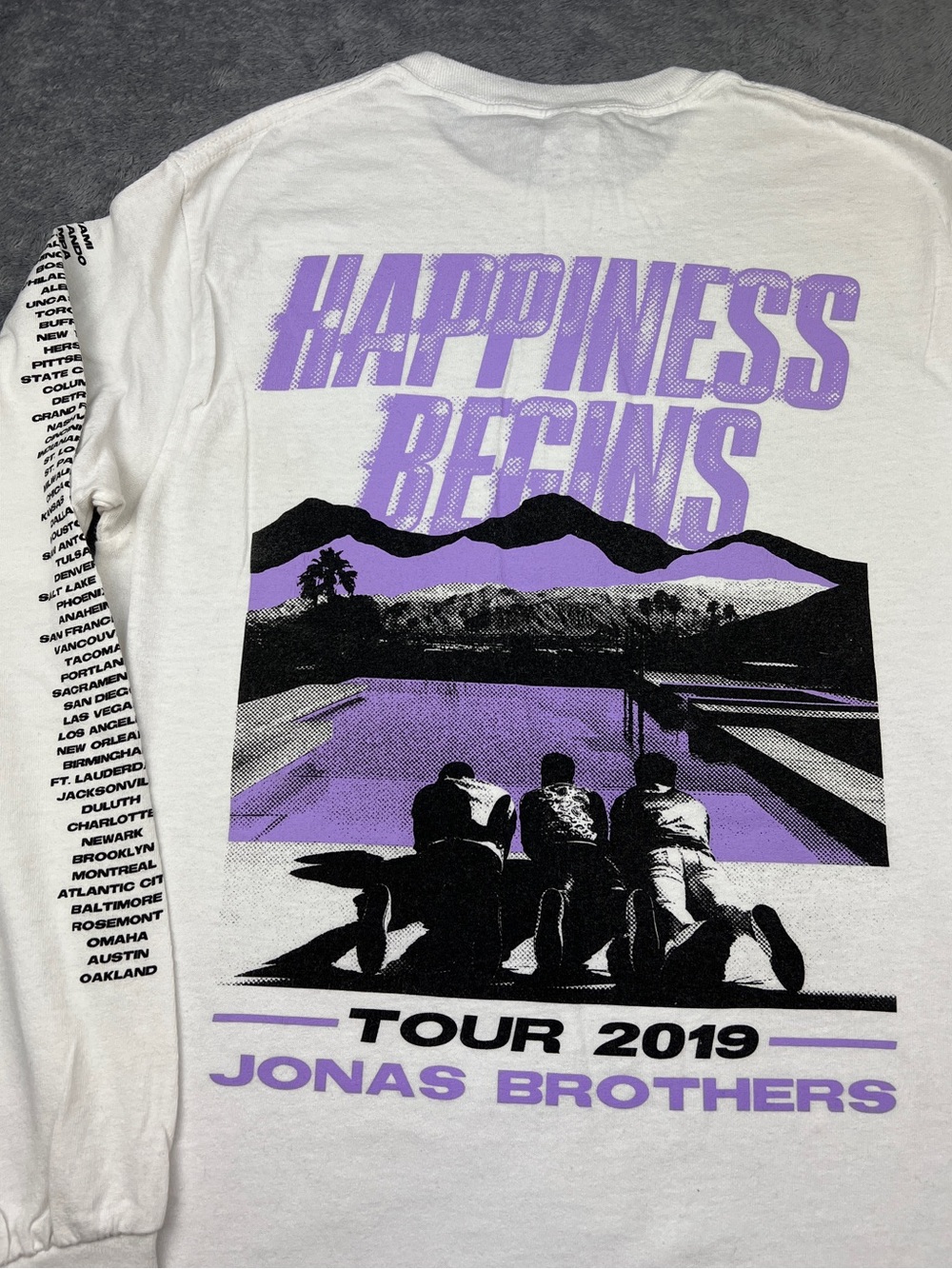 Jonas Brothers Unisex Small 2019 Happiness Begins Tour Shirt White Long Sleeve